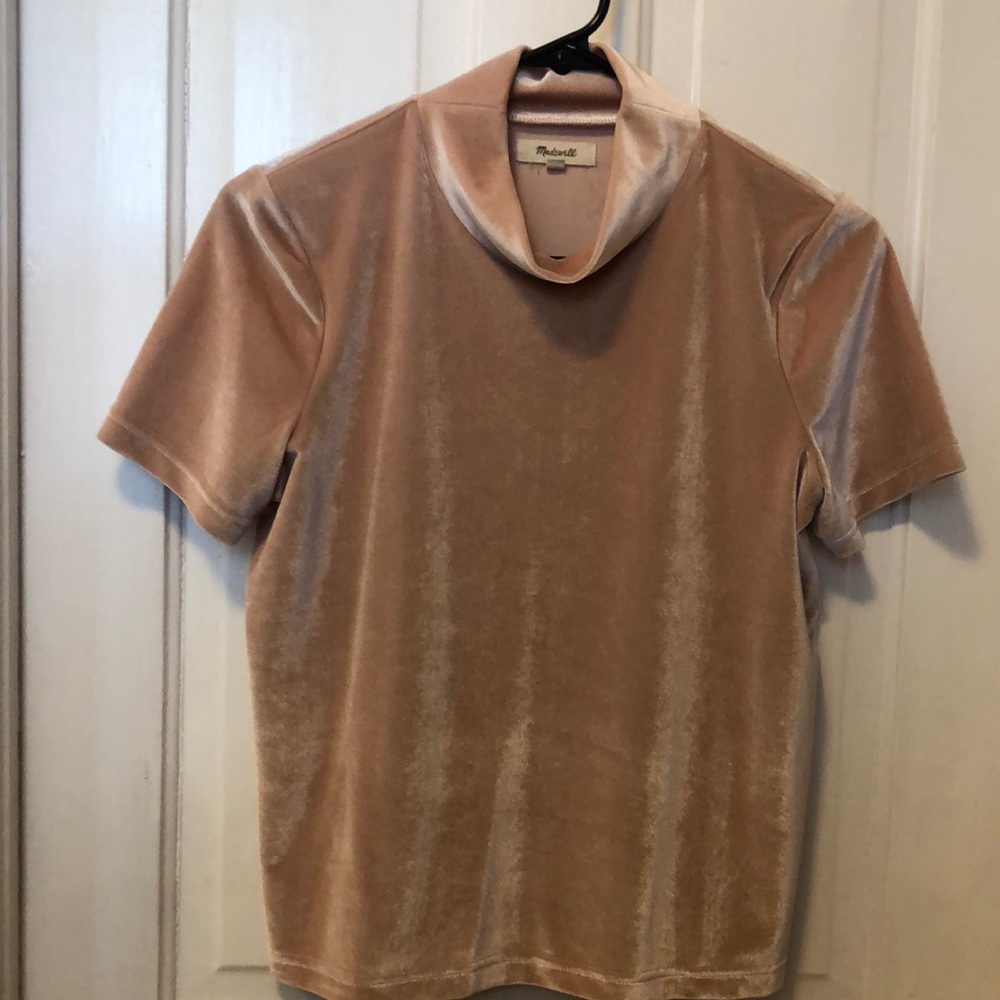 Madewell Blush Velvet Mockneck Top